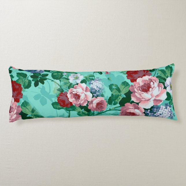Colorful Roses & Flowers Body Pillow (Back)