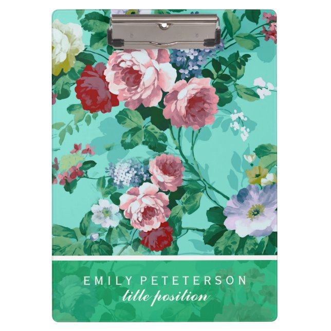 Colorful Roses & Flowers Clipboard (Front)