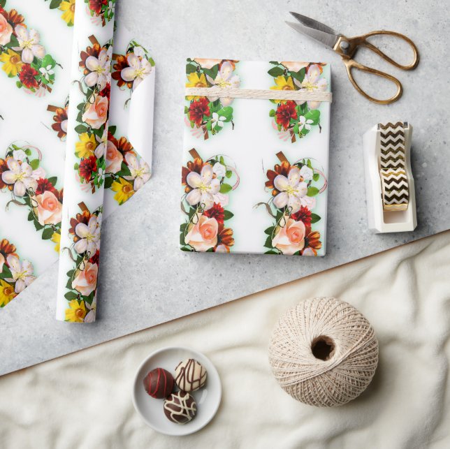 Colorful Roses Flowers Elegant Modern Gift Wrapping Paper (Crafts)