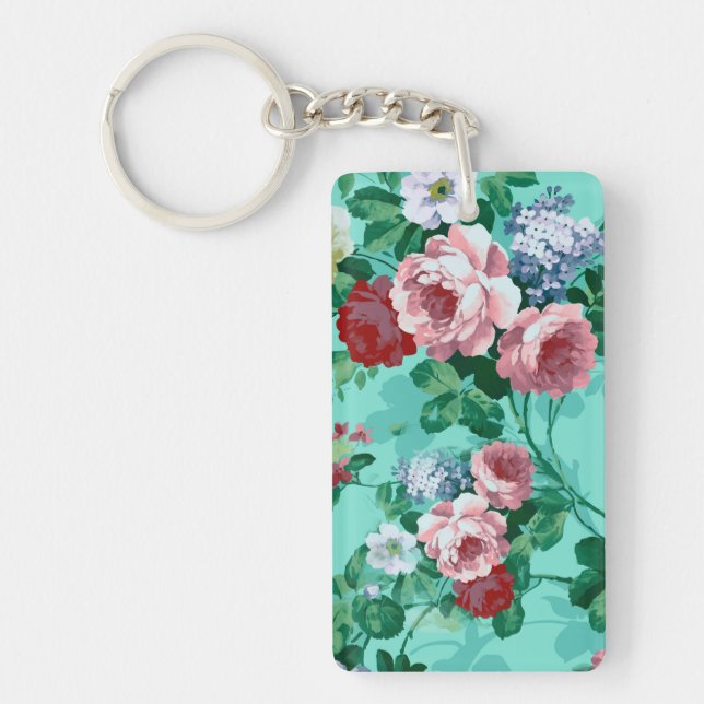 Colorful Roses & Flowers Keychain (Front)