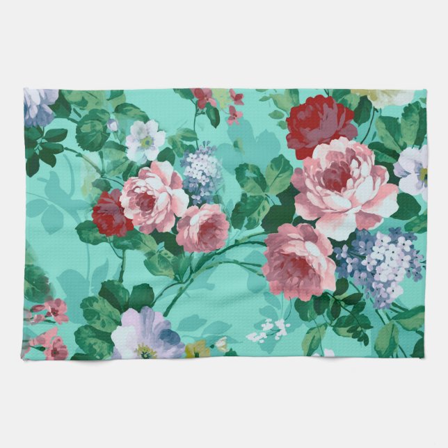 Colorful Roses & Flowers Kitchen Towel (Horizontal)