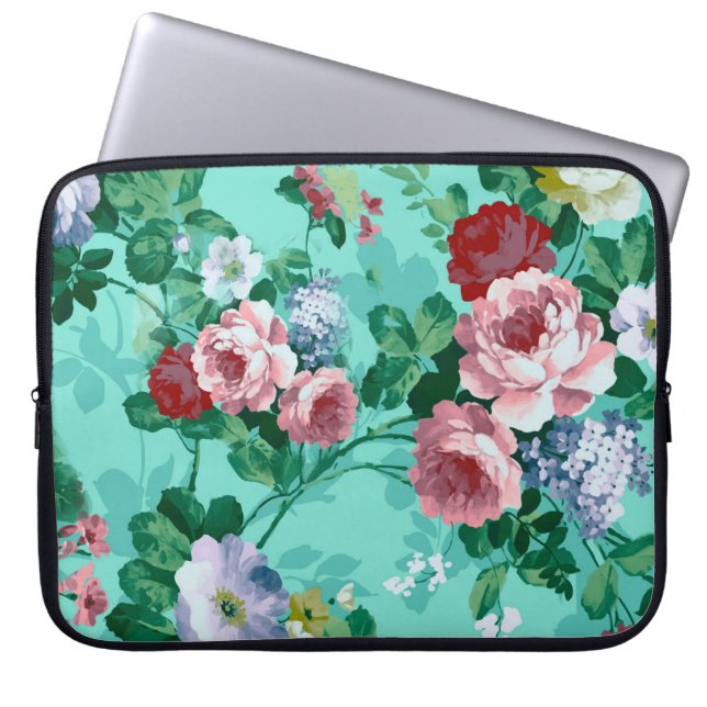 Colorful Roses & Flowers Laptop Sleeve (Front)