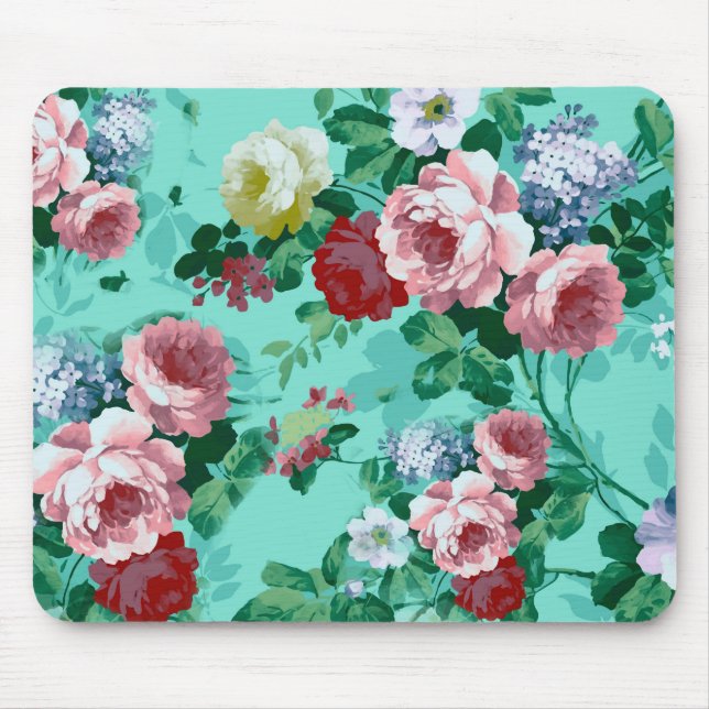 Colorful Roses & Flowers Mouse Pad (Front)