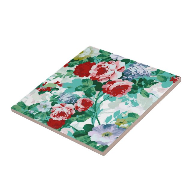Colorful Roses & Flowers Tile (Side)