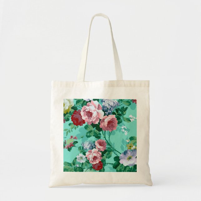 Colorful Roses & Flowers Tote Bag (Front)