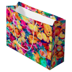 Colorful Roses Gift Bag Bouquet