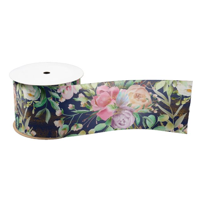 colorful roses gold sprinkle satin ribbon (Spool)