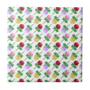 Colorful Roses in a beautiful pattern Ceramic Tile