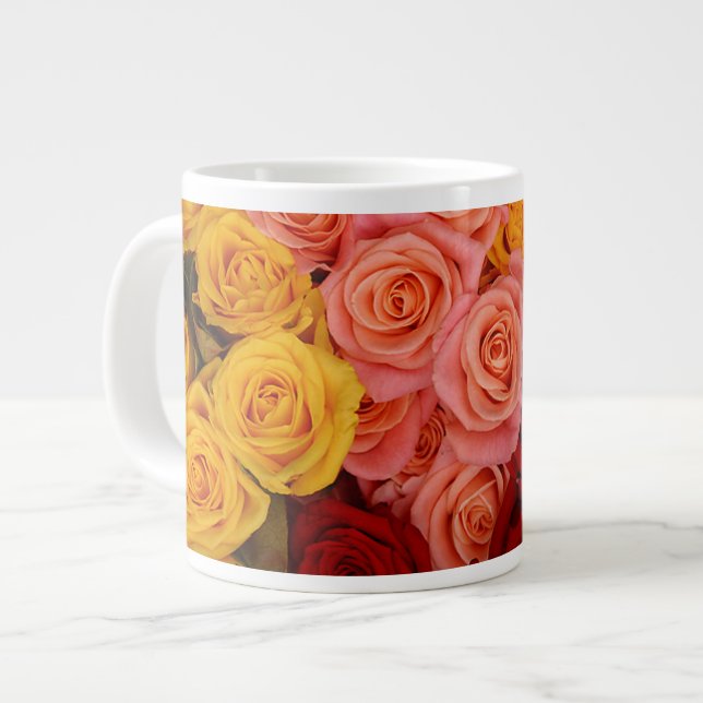 Colorful Roses Large Coffee Mug (Front Left)