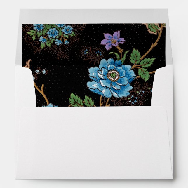 Colorful Roses & Oriental Poppies-Black Background Envelope (Back (Bottom))