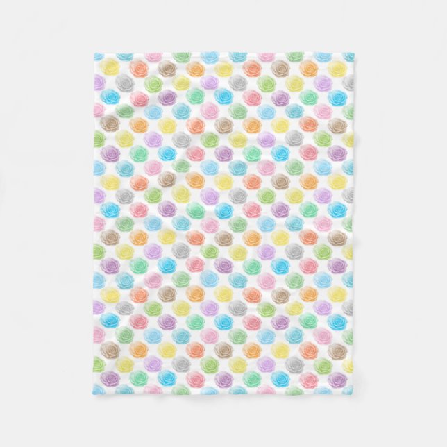 Colorful roses pattern fleece blanket (Front)