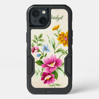 Colorful Roses pink, blue *personalize* iPhone 13 Case