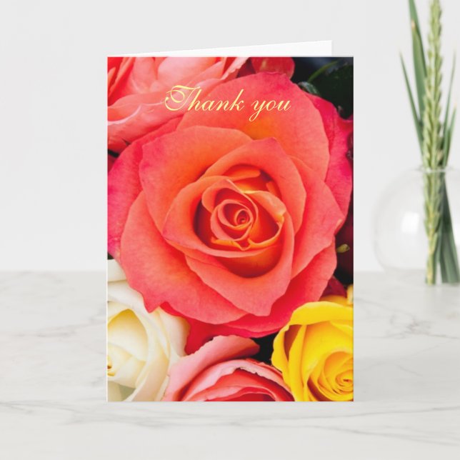 Colorful roses thank you card (Front)