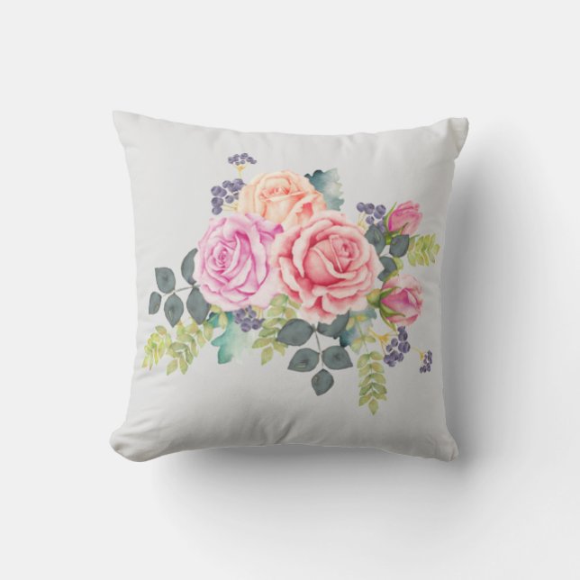 Colorful Roses Throw Pillow (Front)