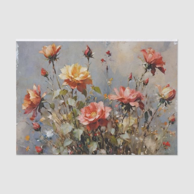 Colorful Roses Watercolor Decoupage Tissue Paper (Front)
