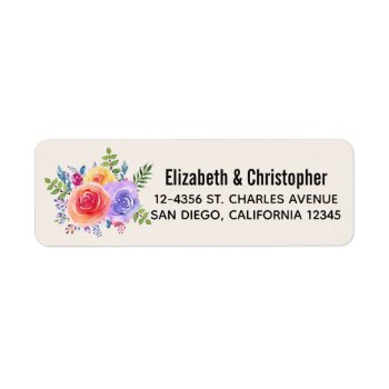 Colorful Roses Watercolor Floral Label by Mirribug at Zazzle