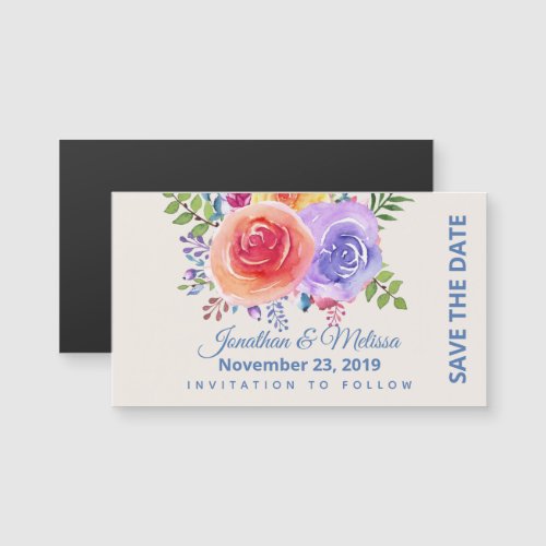Colorful Roses Watercolor Floral Save the Date