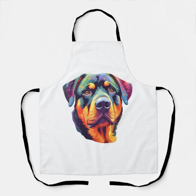 Colorful Rottweiler Head  Apron (Front)