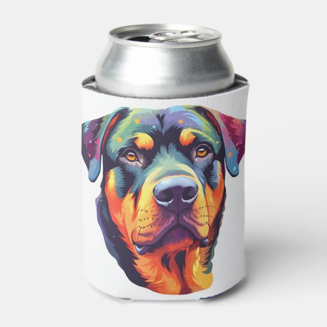 Colorful Rottweiler Head  Can Cooler (Can Front)