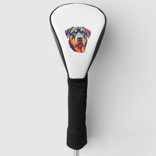 Colorful Rottweiler Head  Golf Head Cover