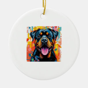 Colorful Rottweiler Pop Art � Vibrant Splash Style Ceramic Ornament