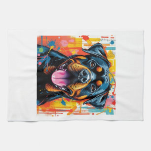 Colorful Rottweiler Pop Art � Vibrant Splash Style Kitchen Towel