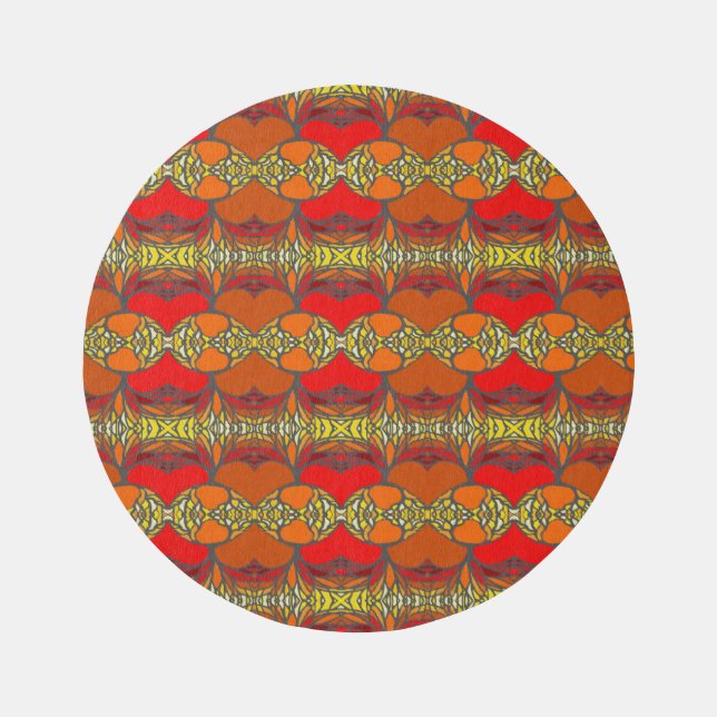 Colorful Round 5' Area Rug with a 60's Vibe  (Front)