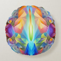 Colorful Round Abstract Throw Pillow