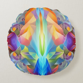 Colorful Round Abstract Throw Pillow