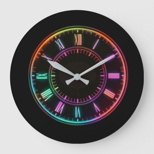 Colorful Round Faux Neon Clock