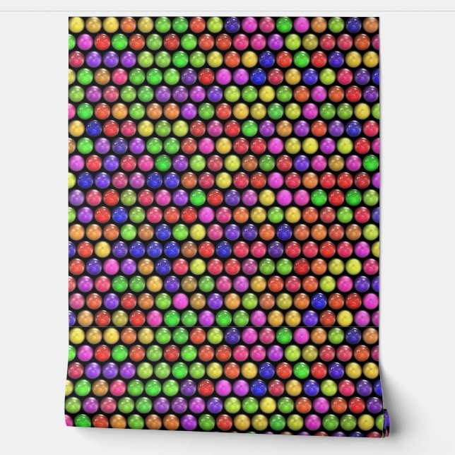 Colorful Round Marble Balls Pattern Wallpaper (Unrolling)