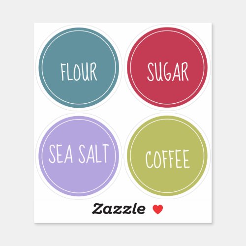 Colorful round pantry labels
