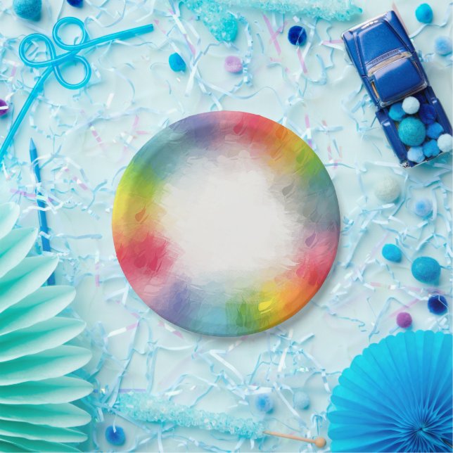 Colorful Round Paper Plates Modern Elegant (Party)