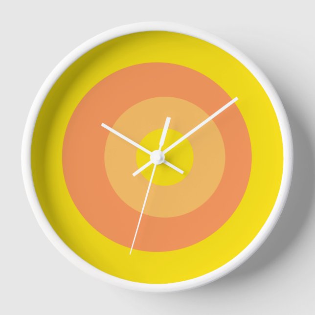 Colorful Round Yellow Orange Wall Clock (Front)