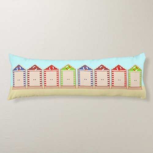 Colorful Row of Beach Huts Summer Body Pillow