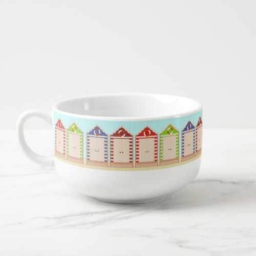 Colorful Row of Beach Huts Summer Soup Mug