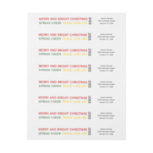 Colorful row of Christmas wishes minimal Wrap Around Label