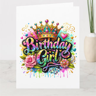 Colorful Royal Birthday Girl Card