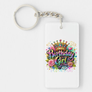Colorful Royal Birthday Girl Keychain