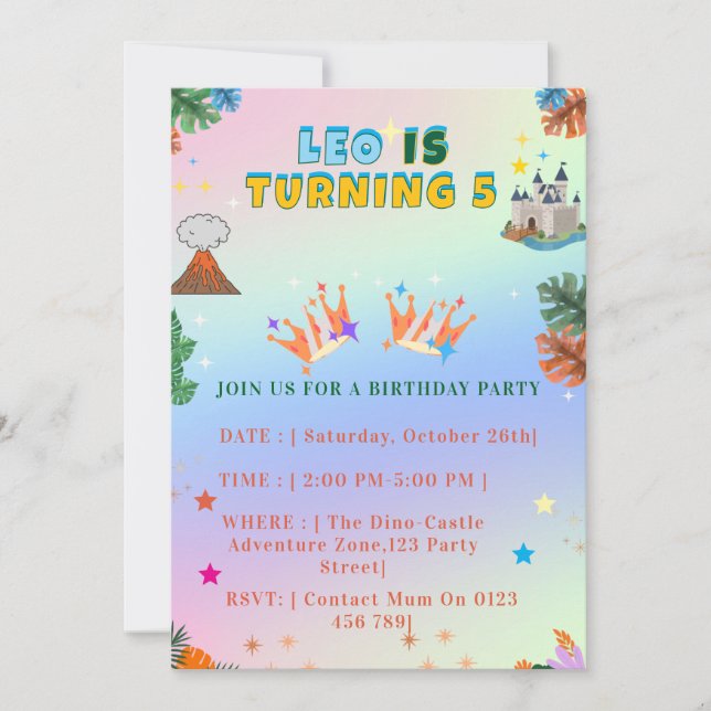 Colorful Royal King Birthday invitation (Front)