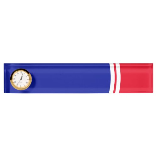 Colorful Royan Navy Blue White Red Curves Clock Desk Name Plate