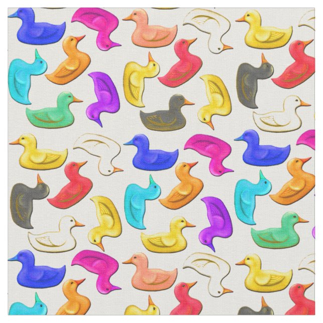 Colorful Rubber Ducks Fabric (Close Up)
