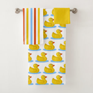 Colorful Rubber Ducky Bath Towel Set