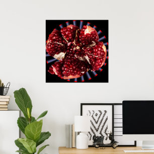 Colorful Ruby Pomegranate Fruit Real Photo Poster