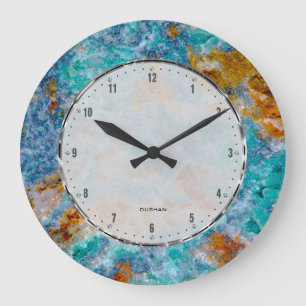 Colorful Ruff Marble Stone Pattern Large Clock