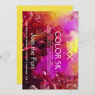Colorful runners 5K event invitations. Invitation