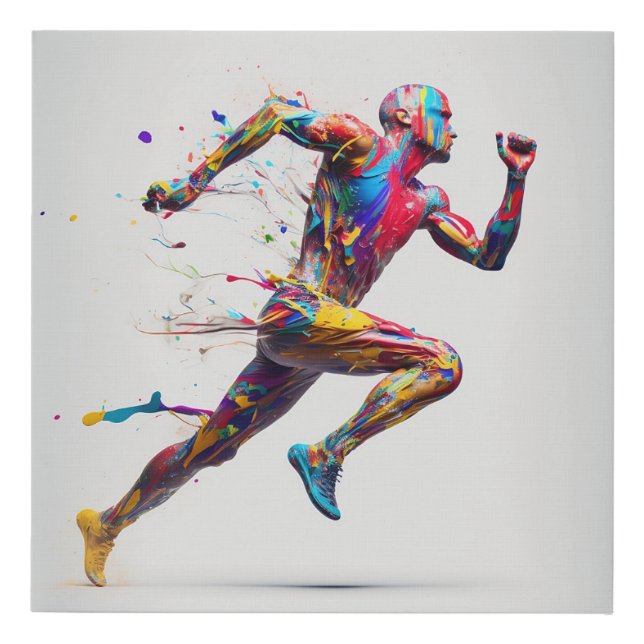 Colorful Running Art  Faux Canvas Print (Front)