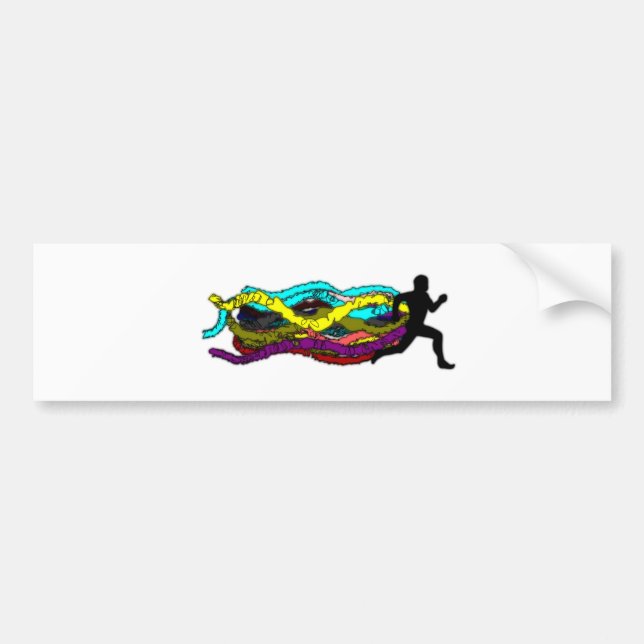 Colorful Running Bumper Sticker (Front)