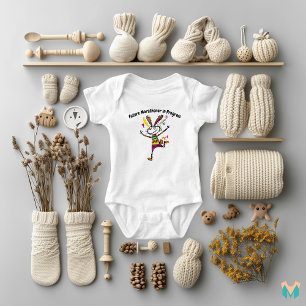 Colorful Running Bunny Art for Kids Baby Bodysuit