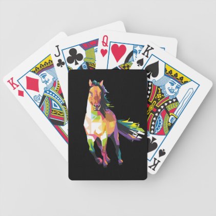 Colorful Running Horse Stallion Equestrian Bicycle Playing Cards
